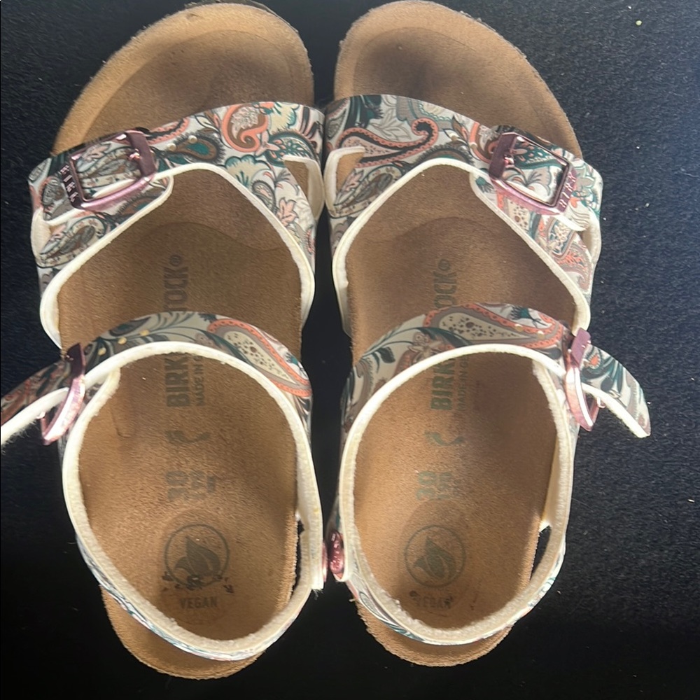 Birkenstock Floral Cork Sandals with Adjustable Straps